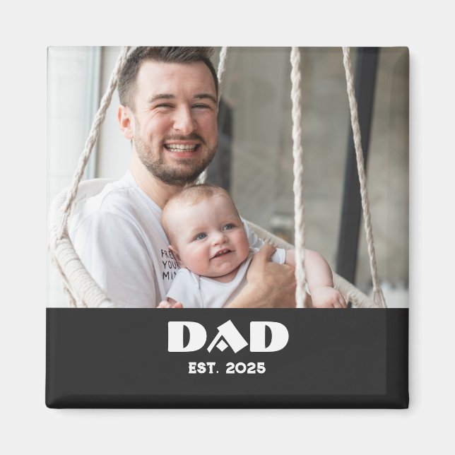 Dad Established Photo Gift Magnet (Front)