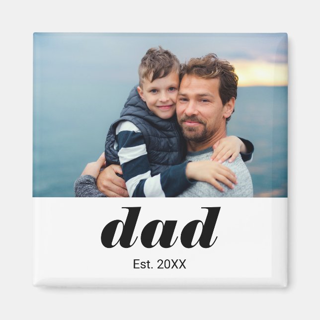 Dad Established Photo Gift Magnet (Front)