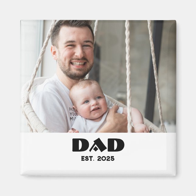 Dad Established Photo Gift Magnet (Front)