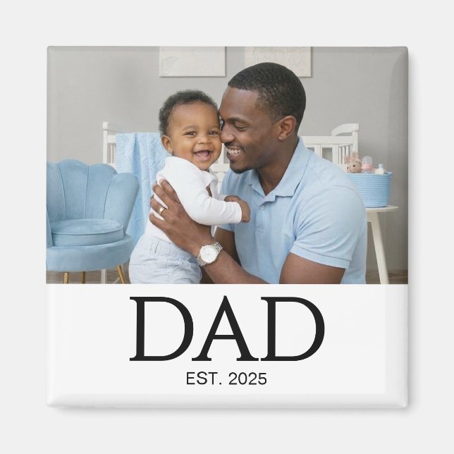 Dad Established Photo Gift Magnet (Devant)