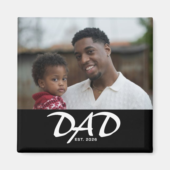 Dad Established Photo Gift Magnet (Front)