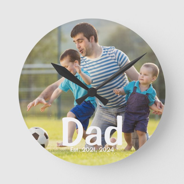 Dad Established Photo Gift  Round Clock (Front)