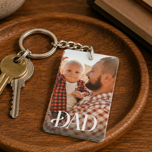 Dad Established Photo Keychain