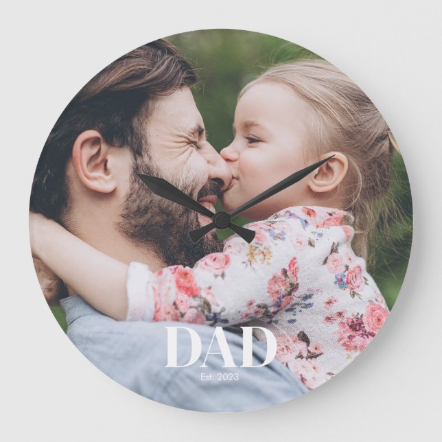 Dad Established Photo Large Clock (Front)