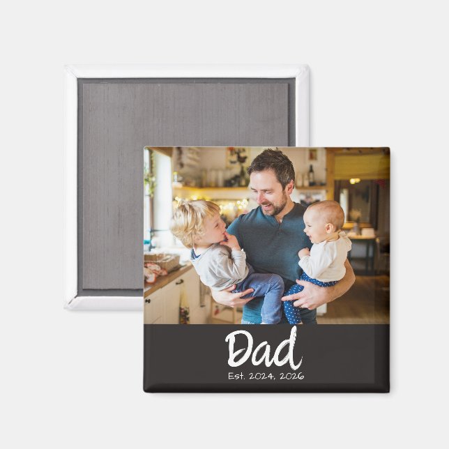 Dad Established Photo Magnet (Front/Back)