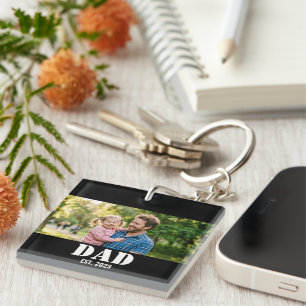 Dad Established Photo Memory Gift Keychain