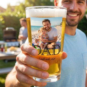 Dad Established Photo Minimal Father's Day Gift Glass