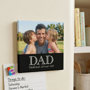Dad Established Photo Minimal Father's Day Gift Magnet
