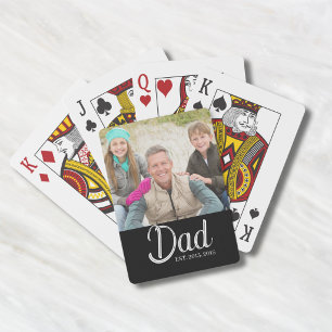 Dad Established Photo Playing Cards