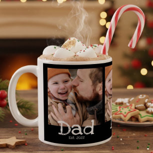 Dad Established Photo White Fun Bold Text Black Coffee Mug