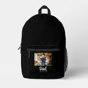 Dad Established photo white script Printed Backpack