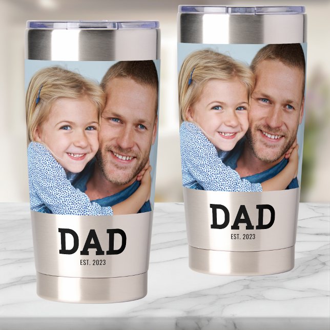 Dad Established Script Black 2 Photo Insulated Tumbler (Creator Uploaded)