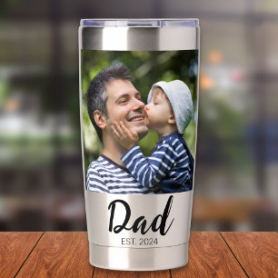 Dad Established Script Black 2 Photo Insulated Tumbler