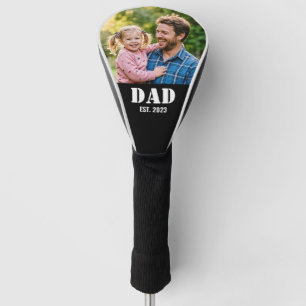 Dad Established Simple Black Typography Golf Head Cover