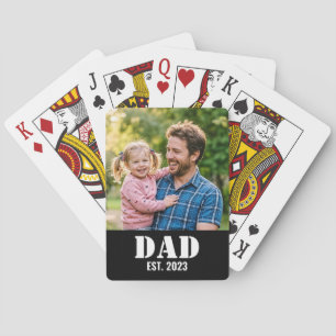 Dad Established Simple Black Typography Playing Cards