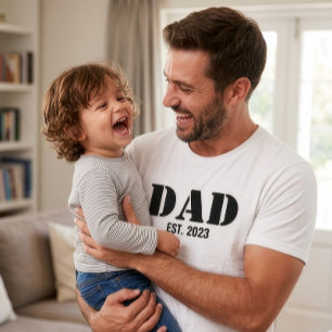 Dad Established Simple Black Typography White T-Shirt