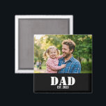Dad Established Simple Bold White Text and Photo Magnet<br><div class="desc">Dad Established Simple Bold White Typography and Photo Magnet. Celebrate the legend in your life with this Dad Established Simple Black Typography Magnet Featuring a simple, minimal, bold font, this custom magnet is the ultimate Father's Day or birthday gift for any dad, dada, father, or pops. The clean black and...</div>
