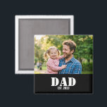 Dad Established Simple Bold White Text and Photo Magnet<br><div class="desc">Dad Established Simple Bold White Typography and Photo Magnet. Celebrate the legend in your life with this Dad Established Simple Black Typography Magnet Featuring a simple, minimal, bold font, this custom magnet is the ultimate Father's Day or birthday gift for any dad, dada, father, or pops. The clean black and...</div>