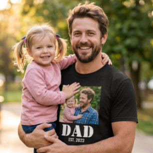 Dad Established Simple Bold White Text and Photo T-Shirt
