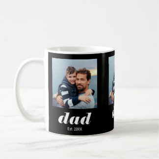 Dad Established Typography Black 3 Photo Coffee Mug