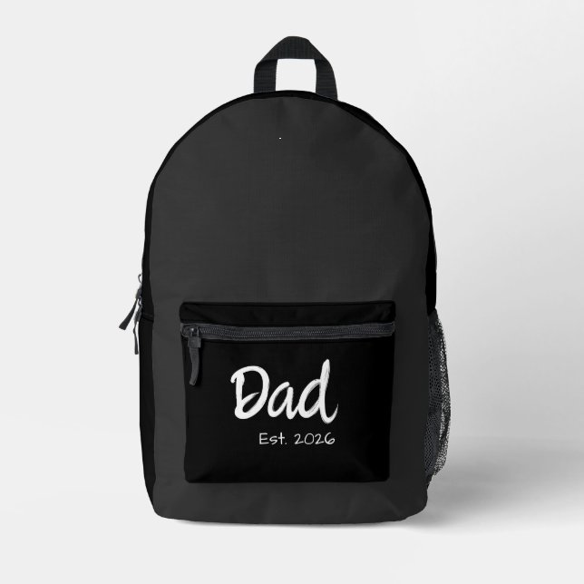 Dad established white script printed backpack (Front)