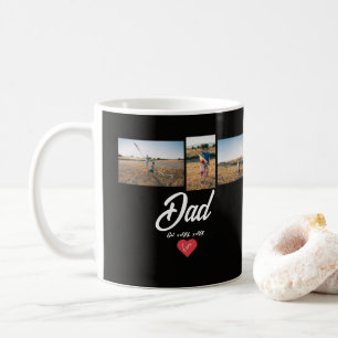 Dad Established White Script Red Heart 3 Photo Coffee Mug