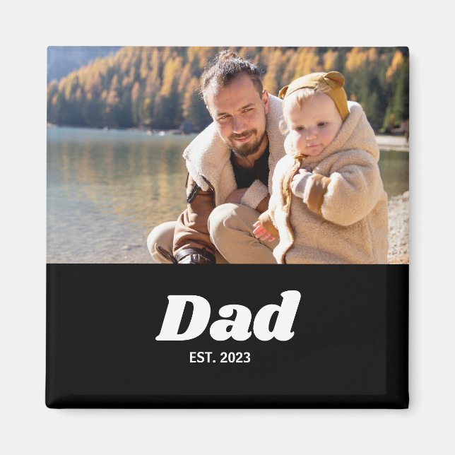 Dad Established White Typography Magnet (Front)