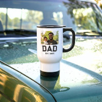 Dad Established Year Bold Black White Photo Gift