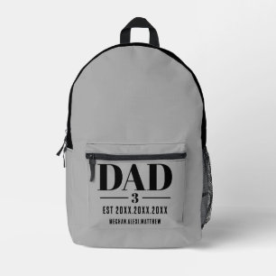 Dad Established Year Names Bold Font Printed Backpack