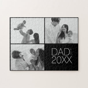 Dad Established Year Photo Gifts Modern Father’s Jigsaw Puzzle
