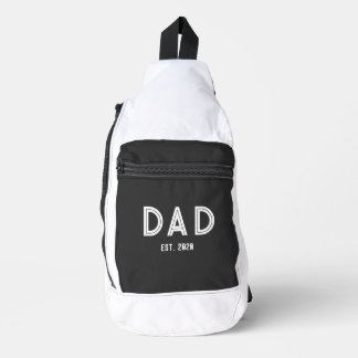 Dad Established Year White Text Simple Typography Sling Bag