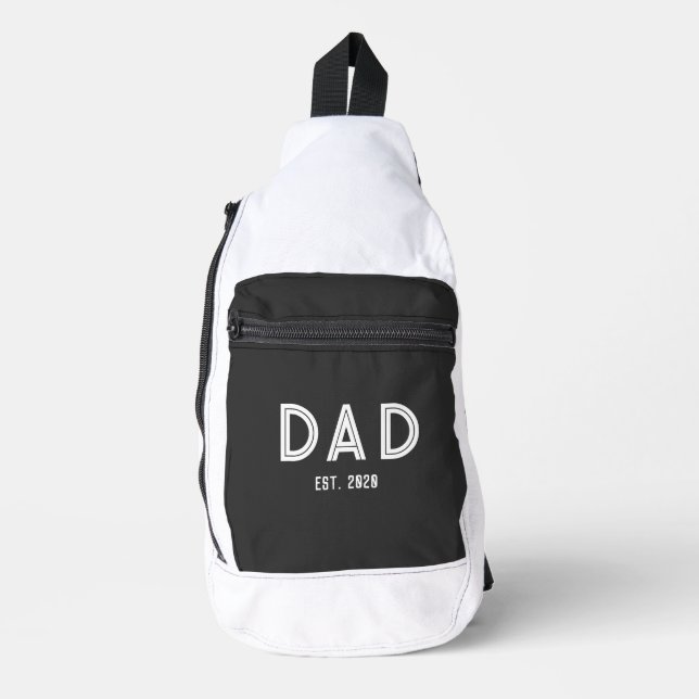 Dad Established Year White Text Simple Typography Sling Bag (Front)