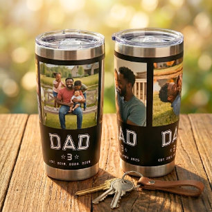 Dad Established Years Bold Black 3 Photo Insulated Tumbler