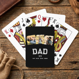 Dad Established Years Bold New Dad 3 Photo Playing Cards