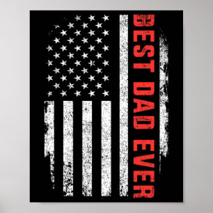 Dad Ever American Flag Fathers Day Birthday Christ Poster