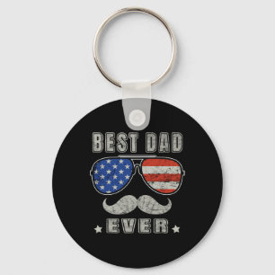 Dad Ever American Us Flag Fathers Day 4th Of July Keychain