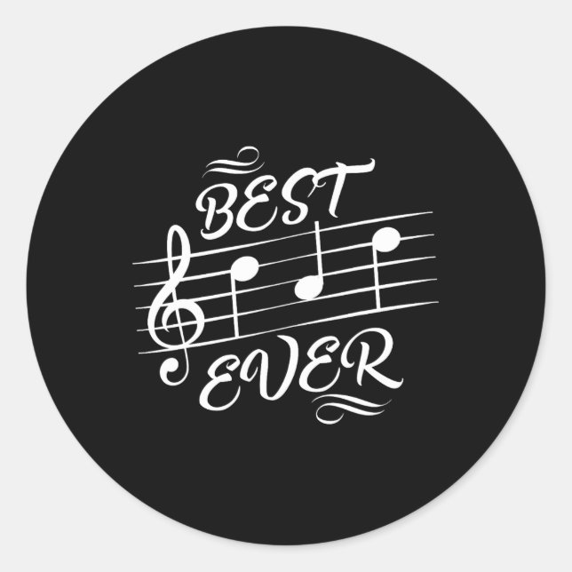 Dad Ever Music Notes Musician Fathers Day  Classic Round Sticker (Front)