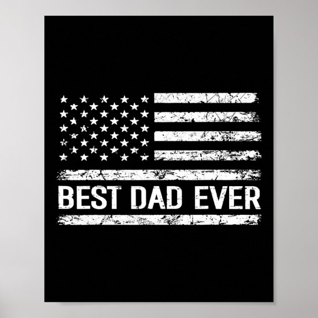 Dad Ever With Us American Flag Gift Men Fathers Da Poster (Front)