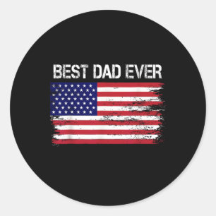Dad Ever With Us American Flag Gifts Fathers Day D Classic Round Sticker