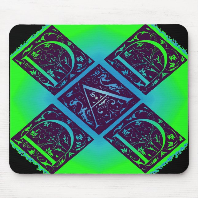 Dad Fancy Text Green Blue Background Mouse Pad (Front)
