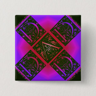 Dad Fancy Text Purple and Blue 2 Inch Square Button