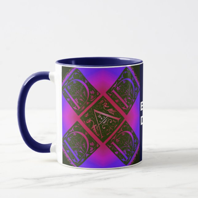 Dad Fancy Typography Pattern Black & Purple Mug (Left)