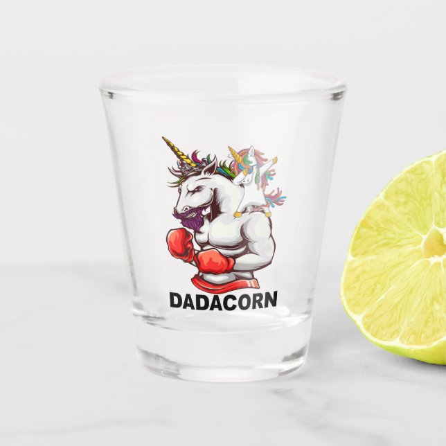 Dad Father Dadacorn Unicorn Birthday Shot Glass (Front)
