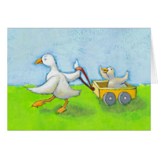 Dad - Father daddy duck baby in wagon cute fun art