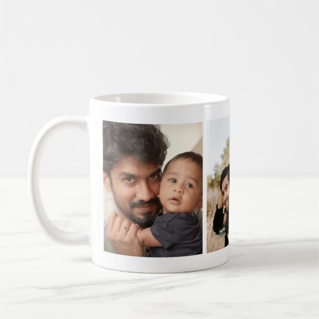 Dad Father's  Day Birthday  3 Photo Coffee Mug (Left)