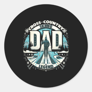 Dad father's day dad the cross-country skiing classic round sticker