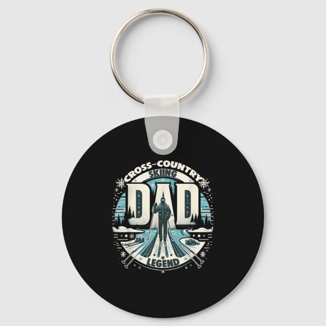 Dad Fathers Day Dad The Cross-country Skiing Legen Keychain (Front)