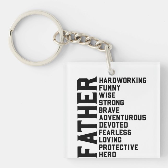Dad Father's day gift.  Daddy birthday present.  F Keychain (Front)