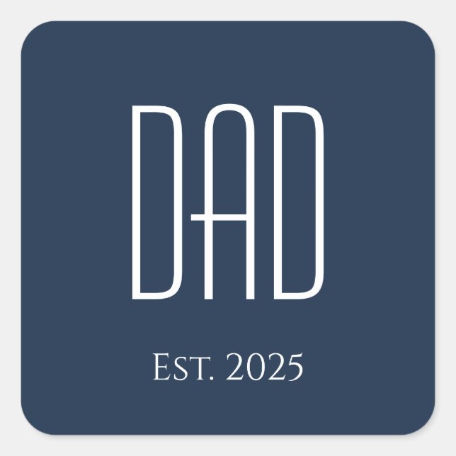 Dad Father's Day Simple Navy Blue Square Sticker (Front)