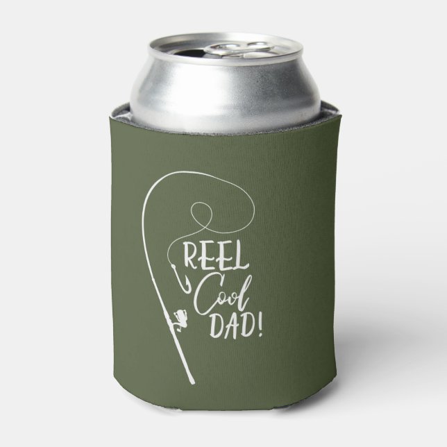 Dad fisher custom photo on back gift can cooler (Can Front)